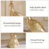 Peacock Figurine Art Deco Gold Side Table with Tray Top