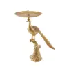 Peacock Figurine Art Deco Gold Side Table with Tray Top