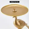 Peacock Figurine Art Deco Gold Side Table with Tray Top