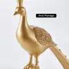 Peacock Figurine Art Deco Gold Side Table with Tray Top
