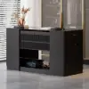 Picture of 153 cm Glass Top Black Dresser Walk-in Closet Island with Jewelry Storage