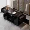 Picture of 153 cm Glass Top Black Dresser Walk-in Closet Island with Jewelry Storage