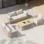 Costra 4-Piece Outdoor Rope Weave Swivel Sofa Set with Coffee Table in Ivory for 6