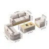 Costra 4-Piece Outdoor Rope Weave Swivel Sofa Set with Coffee Table in Ivory for 6
