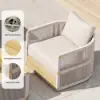 Costra 4-Piece Outdoor Rope Weave Swivel Sofa Set with Coffee Table in Ivory for 6