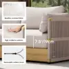 Costra 4-Piece Outdoor Rope Weave Swivel Sofa Set with Coffee Table in Ivory for 6