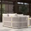 Costra 4-Piece Outdoor Rope Weave Swivel Sofa Set with Coffee Table in Ivory for 6