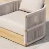 Costra 4-Piece Outdoor Rope Weave Swivel Sofa Set with Coffee Table in Ivory for 6