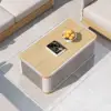 Costra 4-Piece Outdoor Rope Weave Swivel Sofa Set with Coffee Table in Ivory for 6