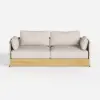 Costra 4-Piece Outdoor Rope Weave Swivel Sofa Set with Coffee Table in Ivory for 6