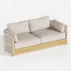 Costra 4-Piece Outdoor Rope Weave Swivel Sofa Set with Coffee Table in Ivory for 6