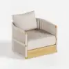 Costra 4-Piece Outdoor Rope Weave Swivel Sofa Set with Coffee Table in Ivory for 6