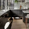 2PCS Abstract Gold&Black Diatom Mud Running Mat Non-slip Absorbent Kitchen Rug Set