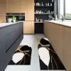2PCS Abstract Gold&Black Diatom Mud Running Mat Non-slip Absorbent Kitchen Rug Set
