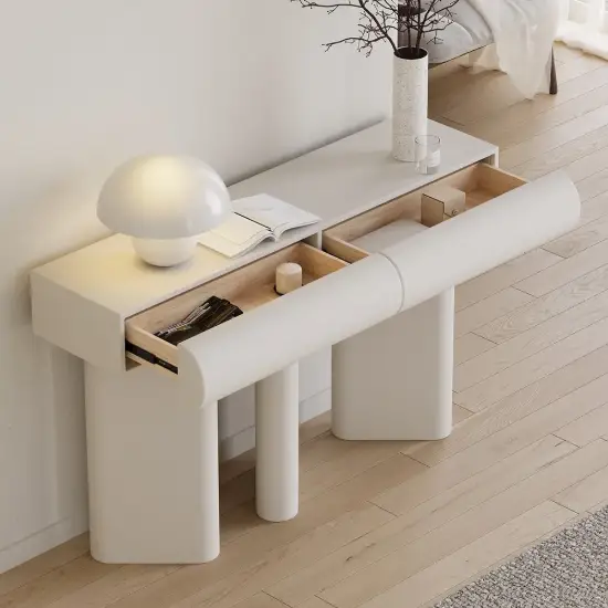 Humply 120 cm Modern Faux Leather Console Table with Storage Entryway Table