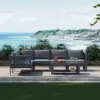 7-Piece Outdoor Aluminium & Rope Weave Modular Sectional Set in Dark Grey