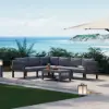 7-Piece Outdoor Aluminium & Rope Weave Modular Sectional Set in Dark Grey