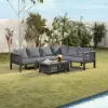 7-Piece Outdoor Aluminium & Rope Weave Modular Sectional Set in Dark Grey