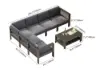 7-Piece Outdoor Aluminium & Rope Weave Modular Sectional Set in Dark Grey