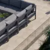 7-Piece Outdoor Aluminium & Rope Weave Modular Sectional Set in Dark Grey