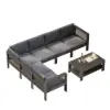 7-Piece Outdoor Aluminium & Rope Weave Modular Sectional Set in Dark Grey