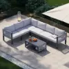7-Piece Outdoor Aluminium & Rope Weave Modular Sectional Set in Light Grey