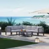 7-Piece Outdoor Aluminium & Rope Weave Modular Sectional Set in Light Grey