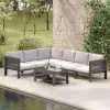 7-Piece Outdoor Aluminium & Rope Weave Modular Sectional Set in Light Grey