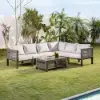 7-Piece Outdoor Aluminium & Rope Weave Modular Sectional Set in Light Grey