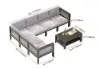 7-Piece Outdoor Aluminium & Rope Weave Modular Sectional Set in Light Grey