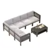 7-Piece Outdoor Aluminium & Rope Weave Modular Sectional Set in Light Grey