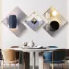 3Pcs Modern Geometric Wall Clock Decor Set Canvas Painting Wall Clocks with Gold Frame – AUD-H0909