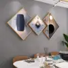 3Pcs Modern Geometric Wall Clock Decor Set Canvas Painting Wall Clocks with Gold Frame – AUD-H0909