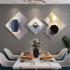 3Pcs Modern Geometric Wall Clock Decor Set Canvas Painting Wall Clocks with Gold Frame – AUD-H0909