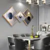 3Pcs Modern Geometric Wall Clock Decor Set Canvas Painting Wall Clocks with Gold Frame – AUD-H0909