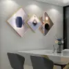 3Pcs Modern Geometric Wall Clock Decor Set Canvas Painting Wall Clocks with Gold Frame – AUD-H0909
