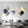 3Pcs Modern Geometric Wall Clock Decor Set Canvas Painting Wall Clocks with Gold Frame – AUD-H0909