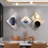 3Pcs Modern Geometric Wall Clock Decor Set Canvas Painting Wall Clocks with Gold Frame – AUD-H0909