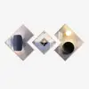 3Pcs Modern Geometric Wall Clock Decor Set Canvas Painting Wall Clocks with Gold Frame – AUD-H0909