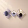 3Pcs Modern Geometric Wall Clock Decor Set Canvas Painting Wall Clocks with Gold Frame – AUD-H0909