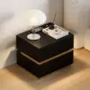 Lumio Black 2-Drawer LED Bedside Table with Charging Station