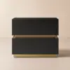 Lumio Black 2-Drawer LED Bedside Table with Charging Station