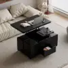 100 cm Lift-Top Foldable Black Coffee Table with 4 Stools & Storage
