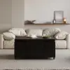 100 cm Lift-Top Foldable Black Coffee Table with 4 Stools & Storage