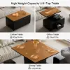 100 cm Lift-Top Foldable Black Coffee Table with 4 Stools & Storage
