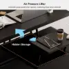 100 cm Lift-Top Foldable Black Coffee Table with 4 Stools & Storage