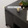 100 cm Lift-Top Foldable Black Coffee Table with 4 Stools & Storage