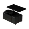 100 cm Lift-Top Foldable Black Coffee Table with 4 Stools & Storage