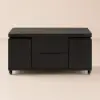 100 cm Lift-Top Foldable Black Coffee Table with 4 Stools & Storage