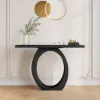 Modern 100 cm Black Console Table with Round Base for Entryway